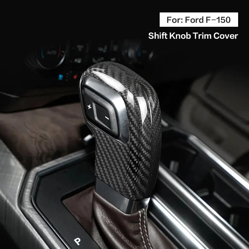 Ford F-150 2019-2020 Dry Carbon Fiber Gear Shift Knob Trim Interior Cover Overlay Compatible With Ford F-150 Interior Styling