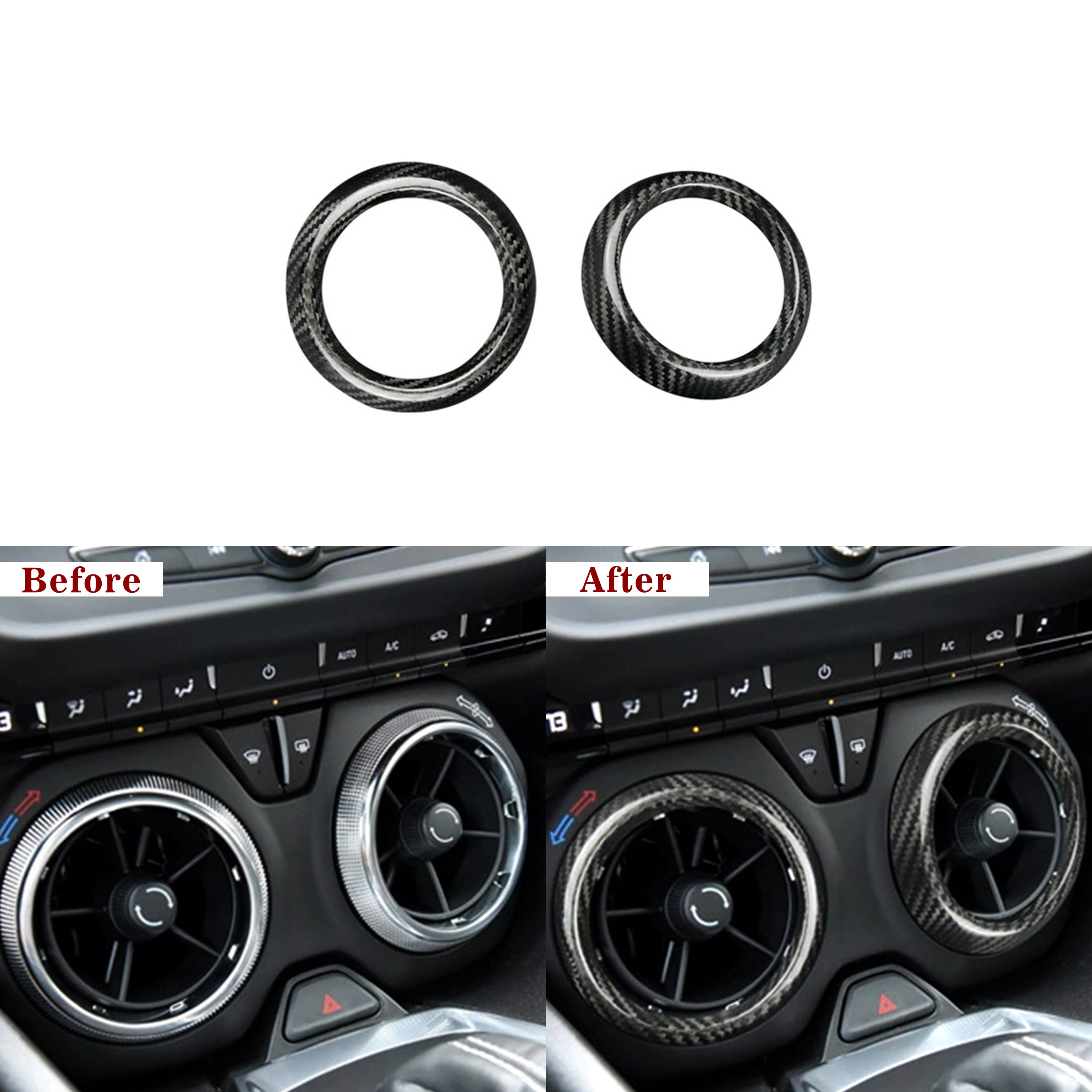 Carbon Fiber Center Console AC Vent Covers for 2016–2024 Chevy Camaro