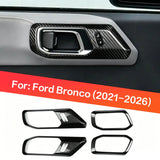 Ford Bronco 2021-2026 Dry Carbon Fiber Interior Door Handle Trim Cover Front & Rear Pull Overlay Compatible With SUV