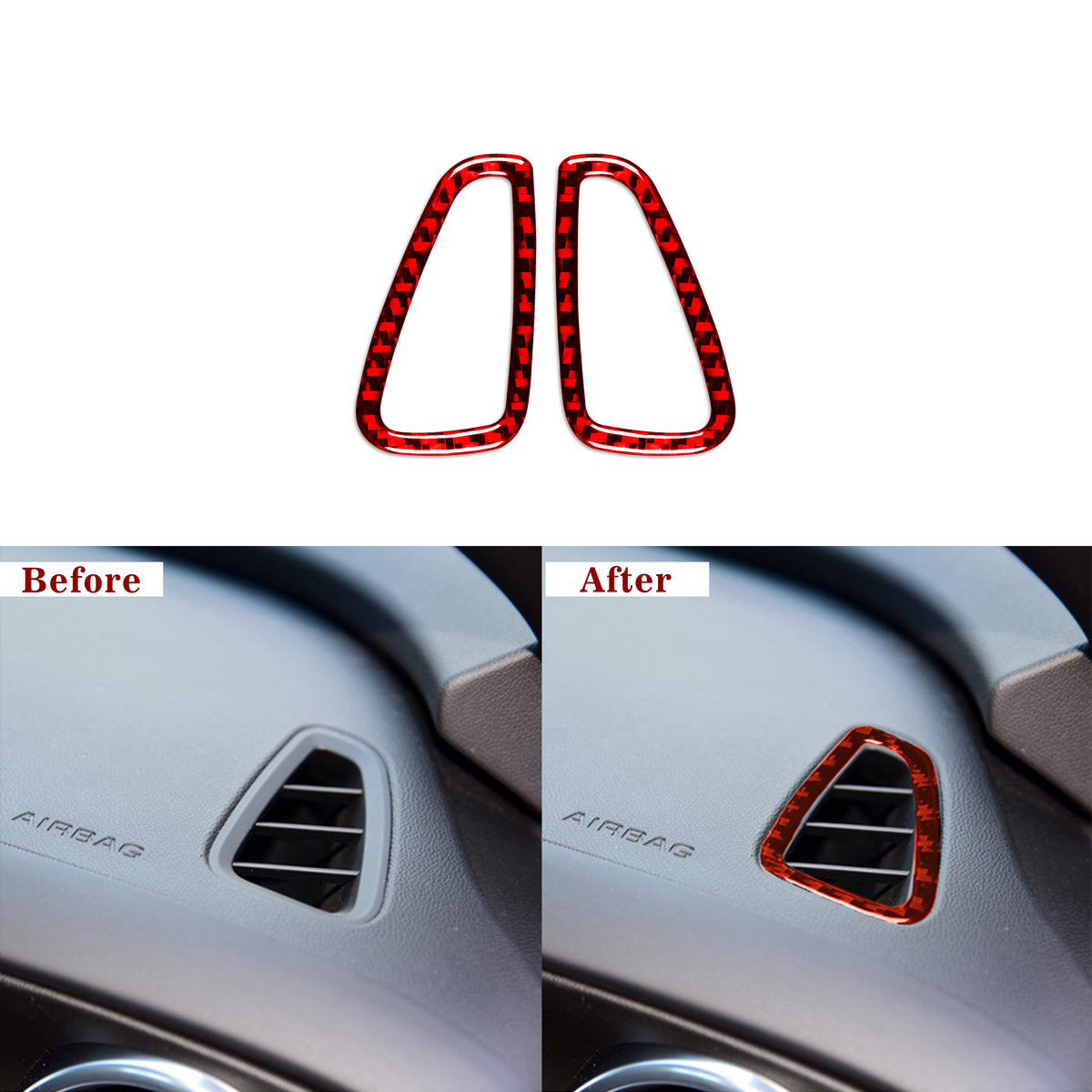 [2pcs] Carbon Fiber Dash Air Vent Overlays for 2016–2024 Chevy Camaro