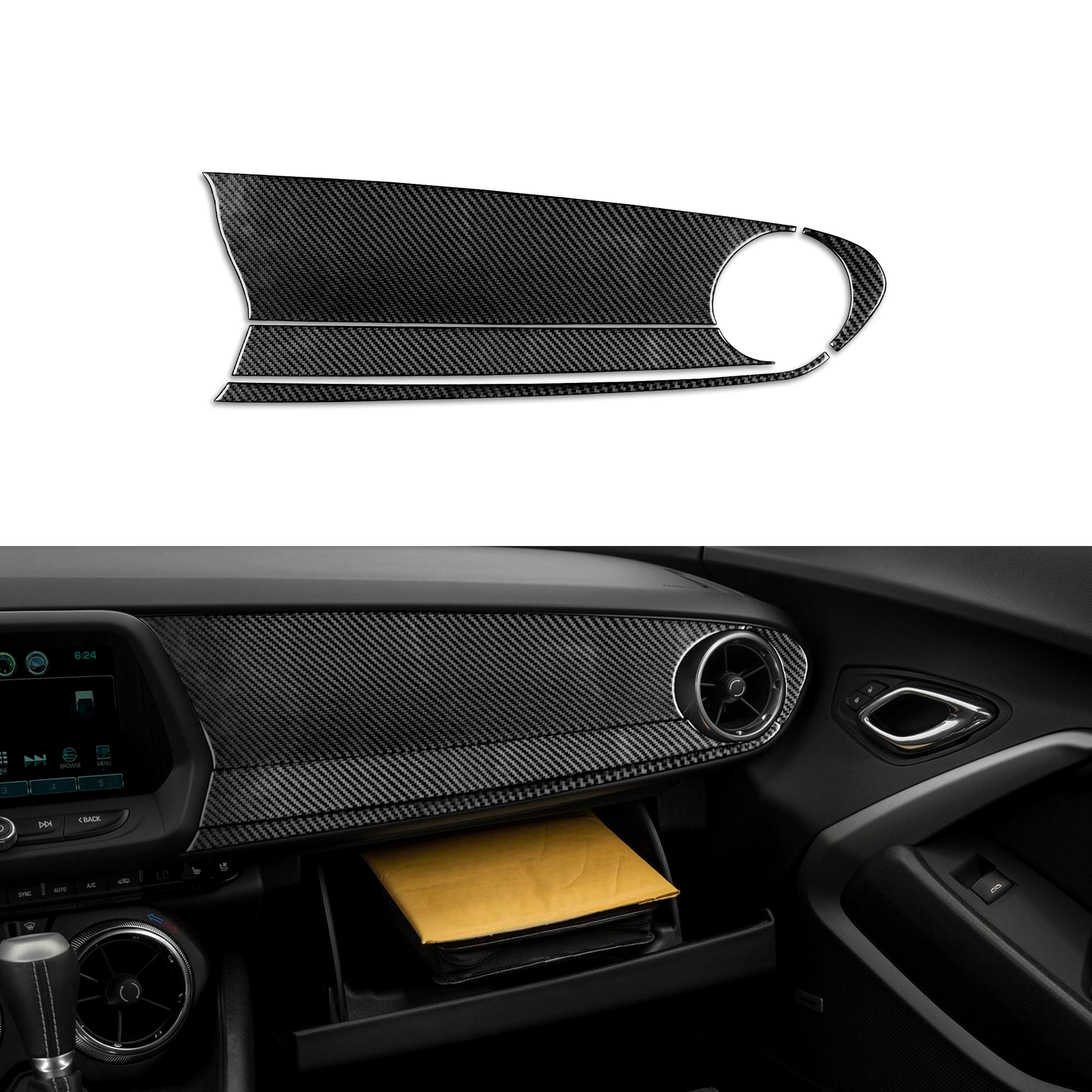 Carbon Fiber Passenger Dashboard Overlay for Chevy Camaro (2016–2024)