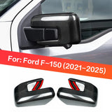 Dry Carbon Fiber Side Mirror Cover Caps Compatible With Ford F-150 2021-2024 Exterior Mirror Overlay Trim Gloss Black Red