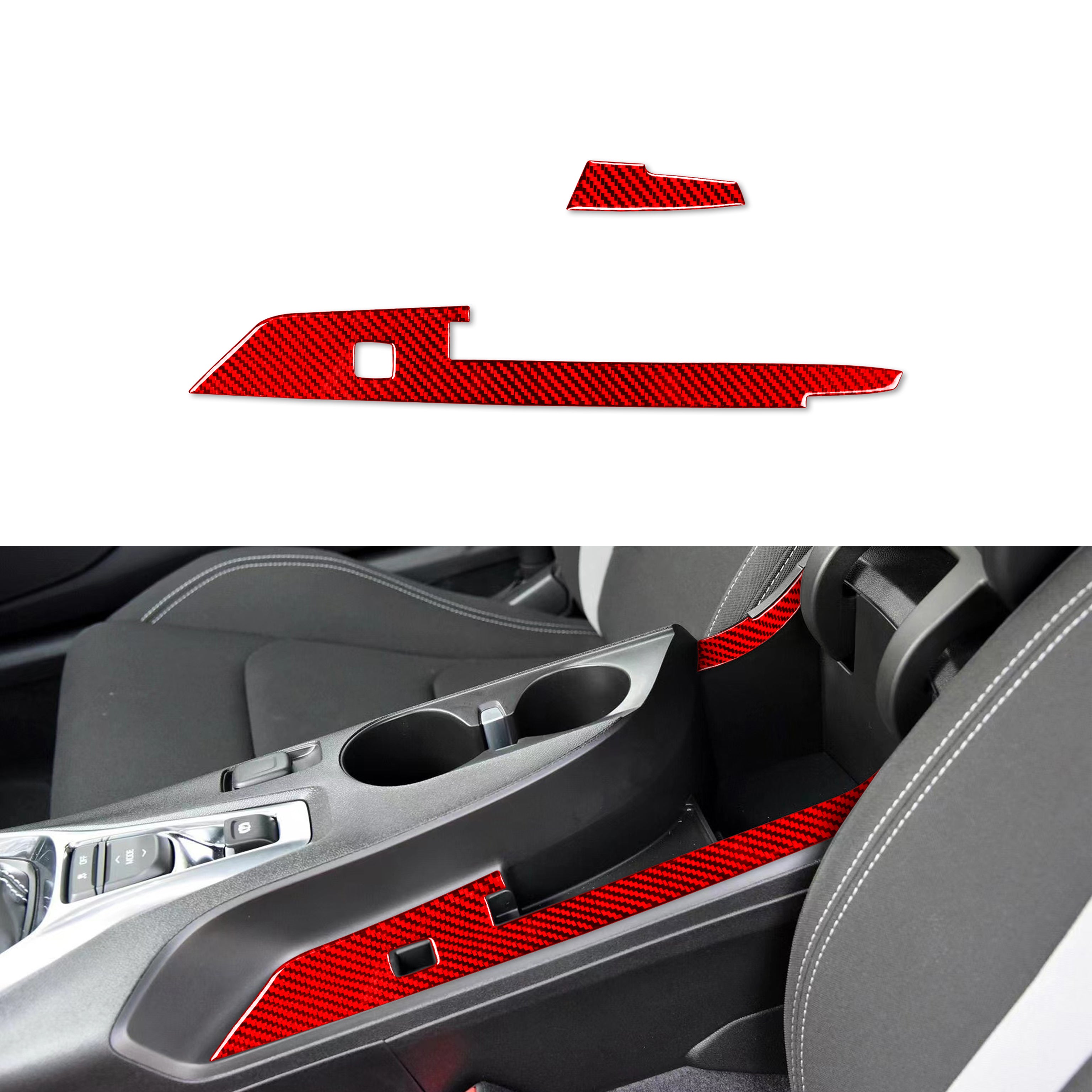[2pcs] Carbon Fiber Center Compartment Trim Overlays for 2016–2024 Chevy Camaro