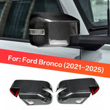 Dry Carbon Fiber Side Mirror Cover Caps for Ford Bronco 2021-2025 Exterior Mirror Overlay Trim Gloss Black Red