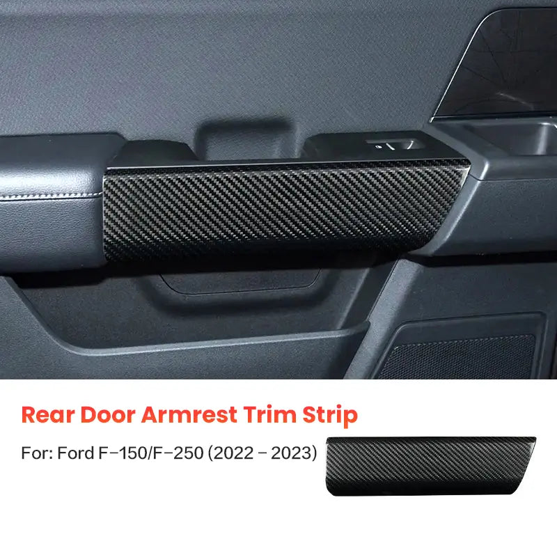 Ford F-150 F-250 2022-2023 Dry Carbon Fiber Rear Door Armrest Trim Cover Interior Door Handle Overlay