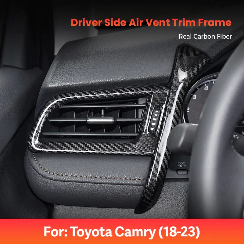 Dry Carbon Fiber Driver Side AC Vent Trim Cover Compatible With Toyota Camry 2018-2023 Interior Air Outlet Overlay Trim