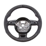 Carbon Fiber Steering Wheel with Trim Compatible with Audi A1 A4 A5 A6 A7 S4 S5 S6 S7 RS3 RS4 RS6 RS7 TT RS Q5 Q7 A8 Flat Bottom D-Shape