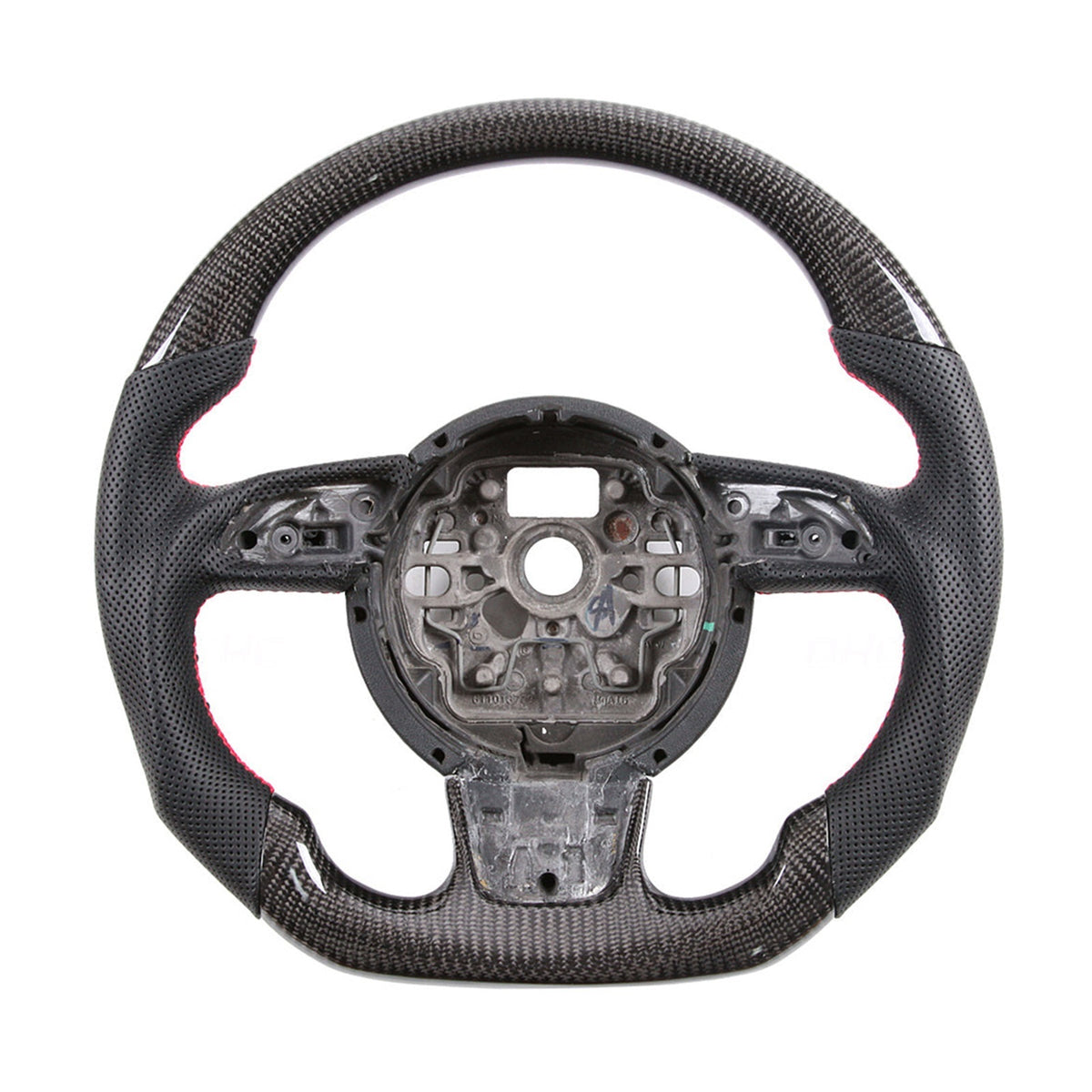 Carbon Fiber Steering Wheel with Trim Compatible with Audi A1 A4 A5 A6 A7 S4 S5 S6 S7 RS3 RS4 RS6 RS7 TT RS Q5 Q7 A8 Flat Bottom D-Shape