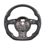 Carbon Fiber Steering Wheel with Trim Compatible with Audi A1 A4 A5 A6 A7 S4 S5 S6 S7 RS3 RS4 RS6 RS7 TT RS Q5 Q7 A8 Flat Bottom D-Shape