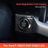 Dry Carbon Fiber Ignition Start Button Trim Cover for Ford F150 2021-2025 F250 2021-2023 Interior Frame Overlay