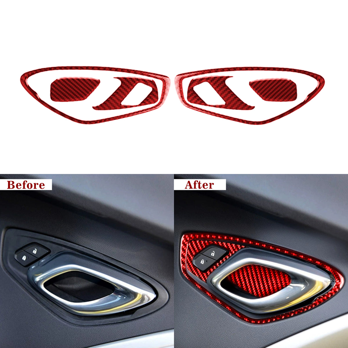 Carbon Fiber Interior Door Handle Overlays for Chevy Camaro (2016–2024)