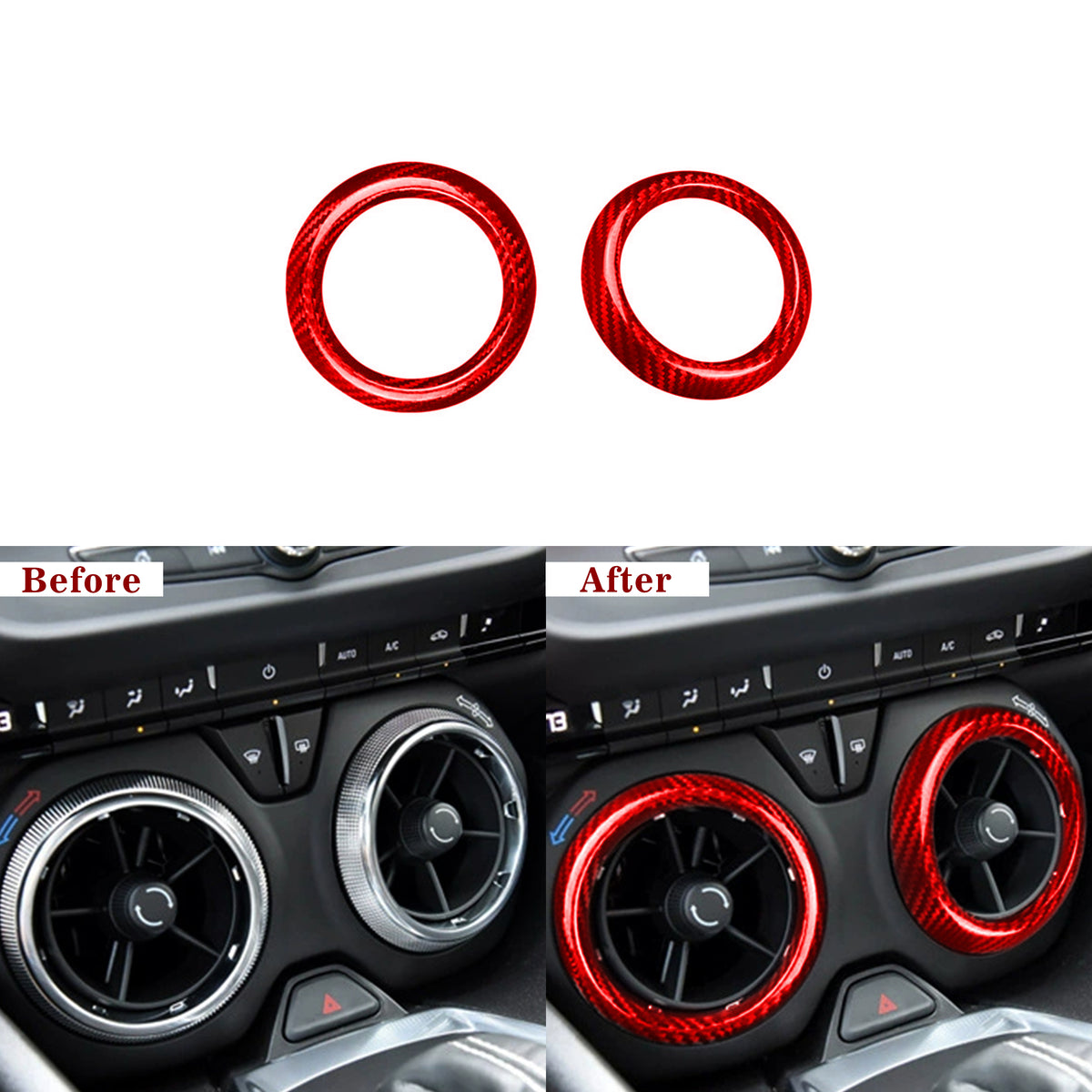 Carbon Fiber Center Console AC Vent Covers for 2016–2024 Chevy Camaro