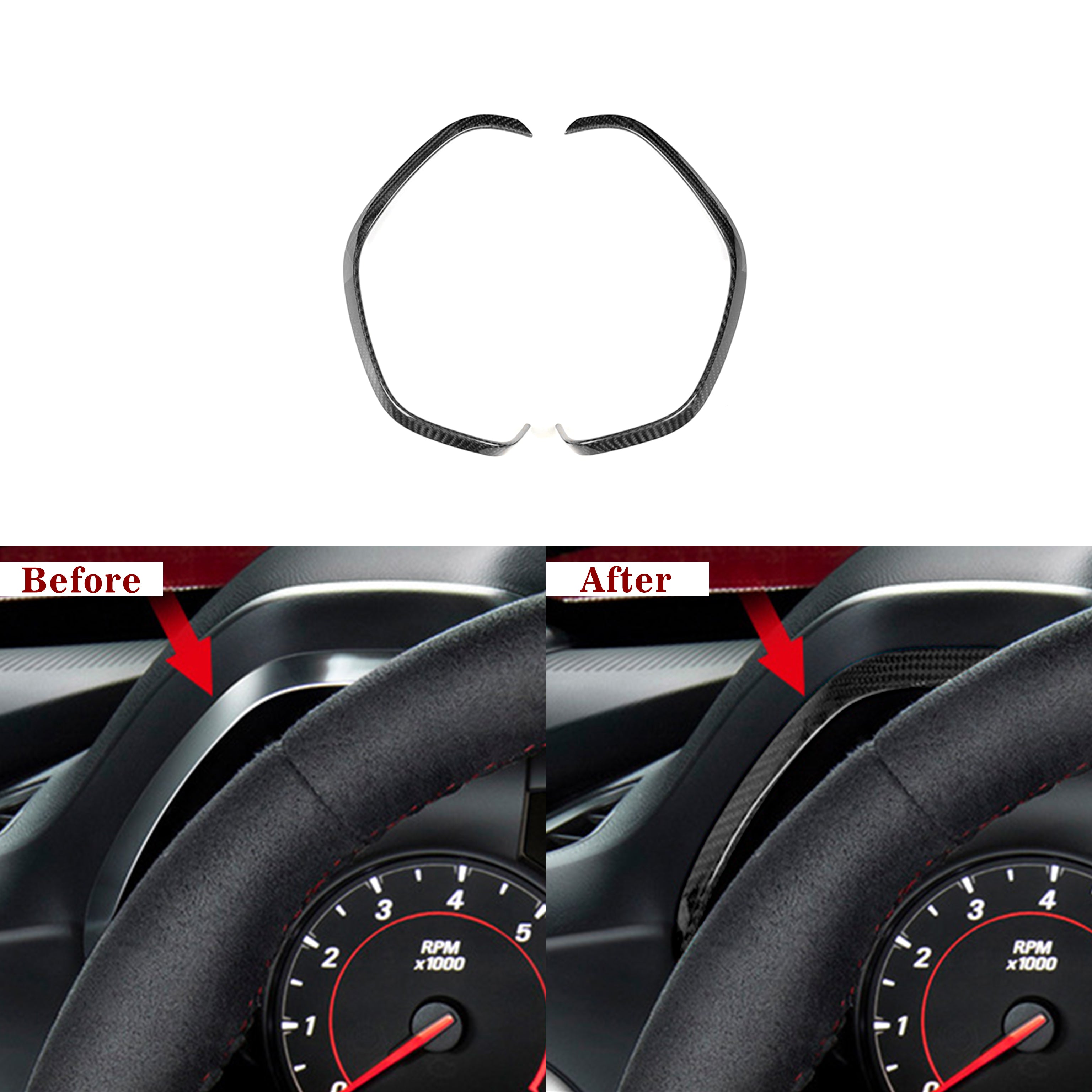 Carbon Fiber Gauge Cluster Bezel Chrome Delete Cover  For 2016–2024 Chevy Camaro