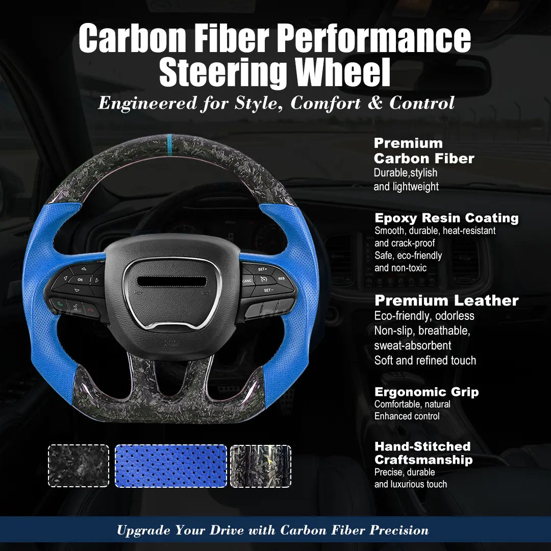 CarbonTailor Forged Carbon Fiber Steering Wheel for Dodge Charger &amp; Challenger (Hellcat / Scat Pack / R/T)