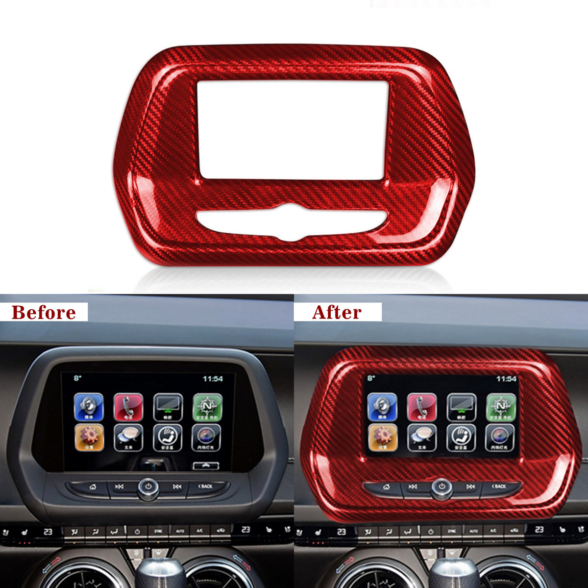 Carbon Fiber Infotainment Radio Screen Trim Cover for Chevy Camaro (2016–2024)