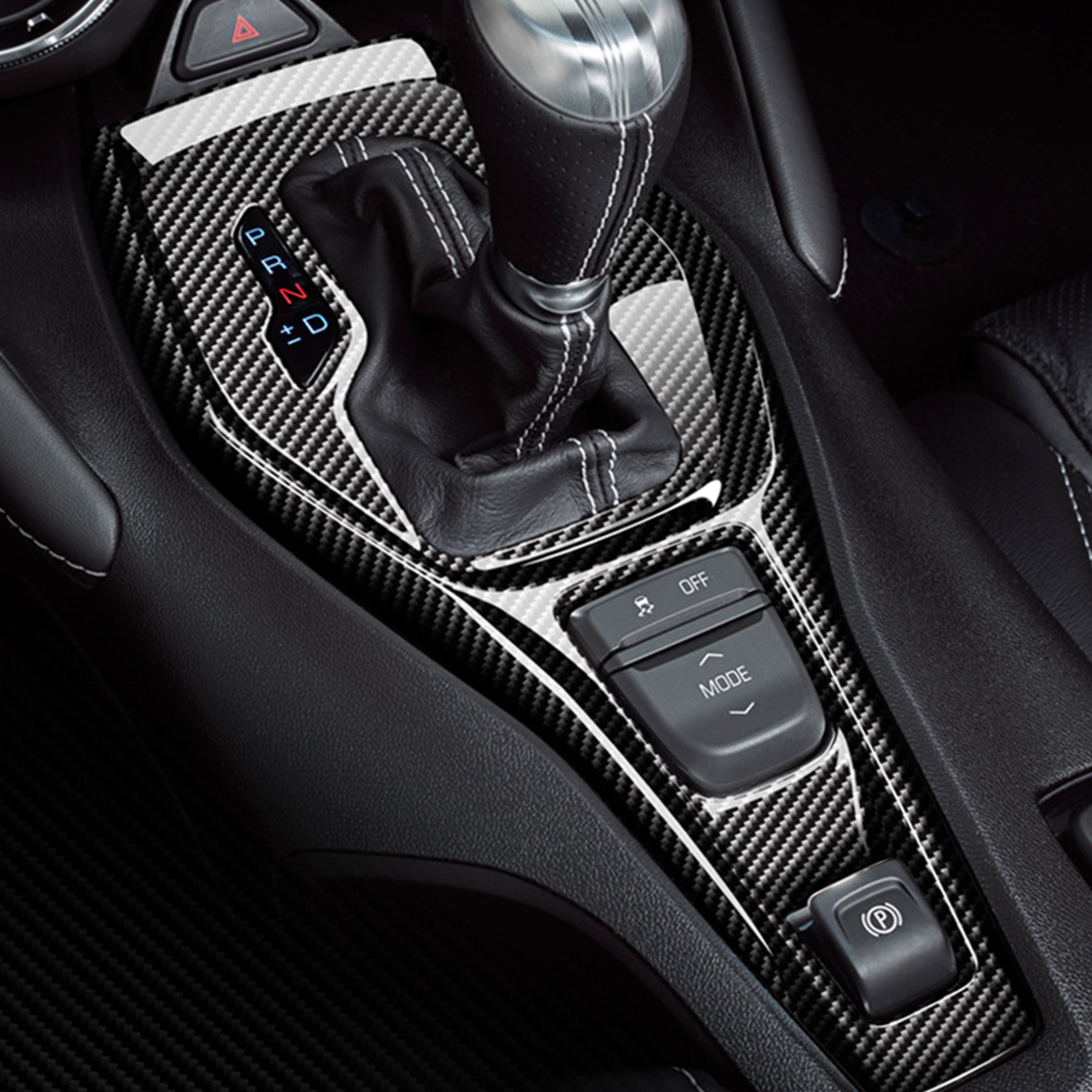 Carbon Fiber Gear Shift Chrome Trim Delete Cover for Chevy Camaro (2016–2024)