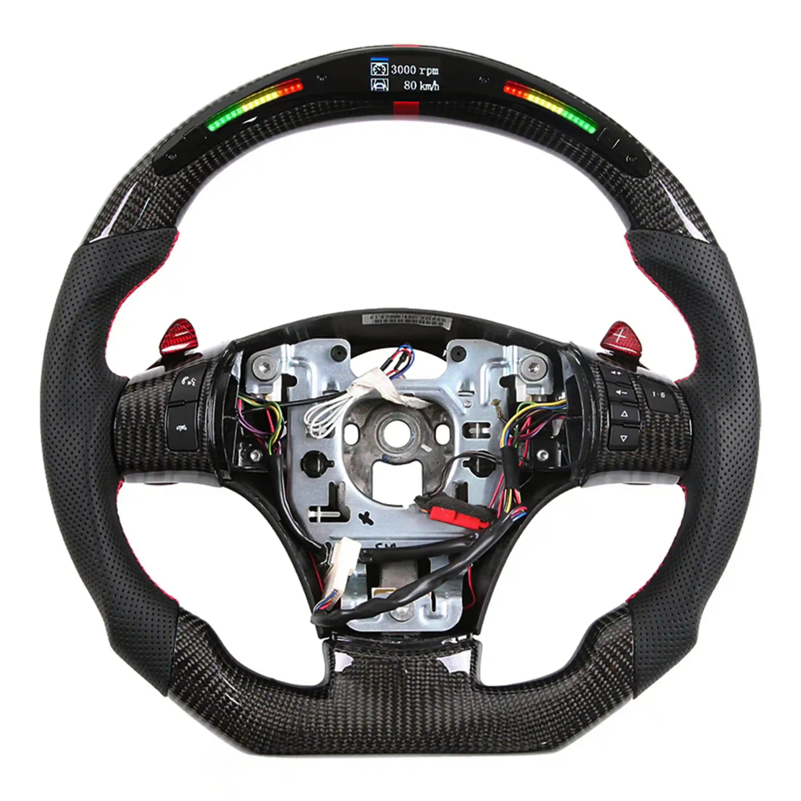 CarbonTailor LED Carbon Fiber Steering Wheel for 2006-2013 Chevy Corvette C6 Z06/ZR1 – F1 Style, Customizable