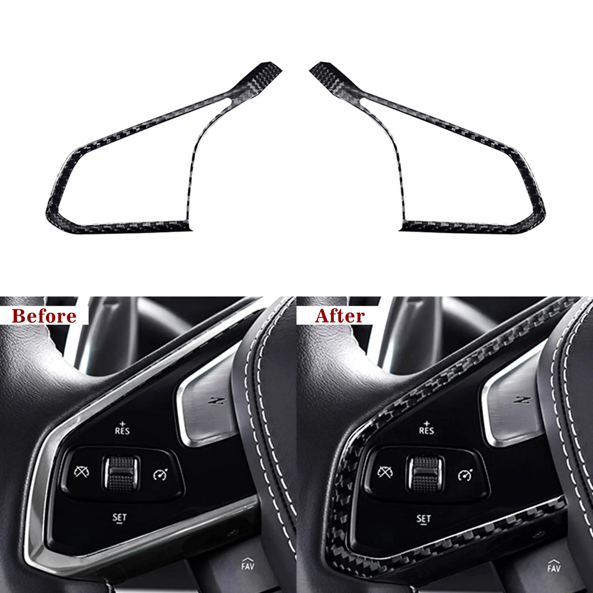 Corvette C8 Real Carbon Fiber Steering Wheel Chrome Trim Delete Covers (2020–2024)