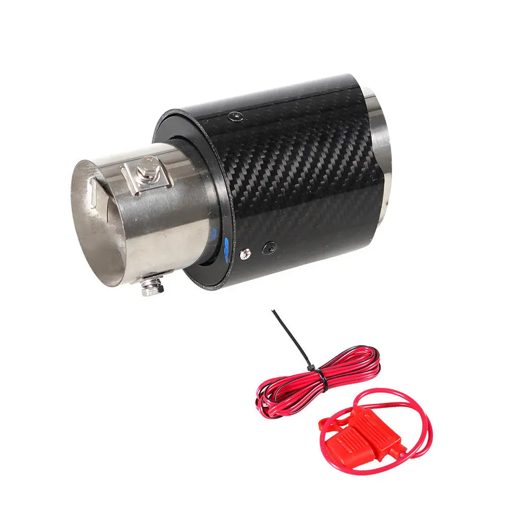 Universal 63mm LED Carbon Fiber Exhaust Tip Stainless Steel Muffler Tail Pipe with Red/Blue Light Effect 164/210mm Universal Fit