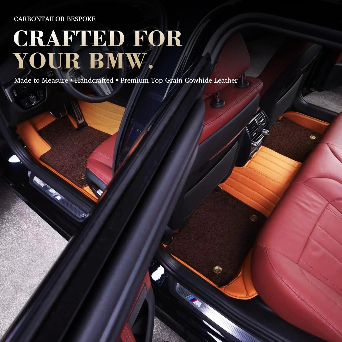 Bespoke Premium Top-Grain Cowhide Leather Floor Mats For BMW | Made to Measure Handmade Fitment