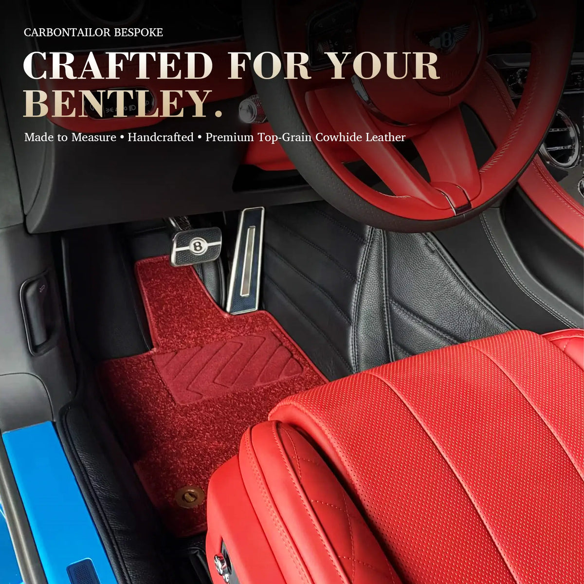 Bespoke Premium Top-Grain Cowhide Leather Floor Mats For Bentley | Made to Measure Handmade Fitment