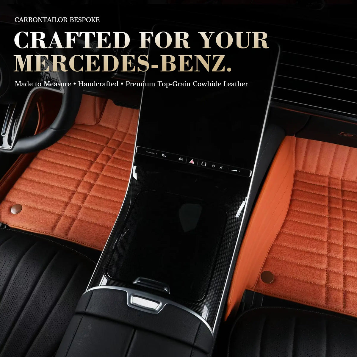 Bespoke Premium Top-Grain Cowhide Leather Floor Mats For Mercedes-Benz | Made to Measure Handmade Fitment