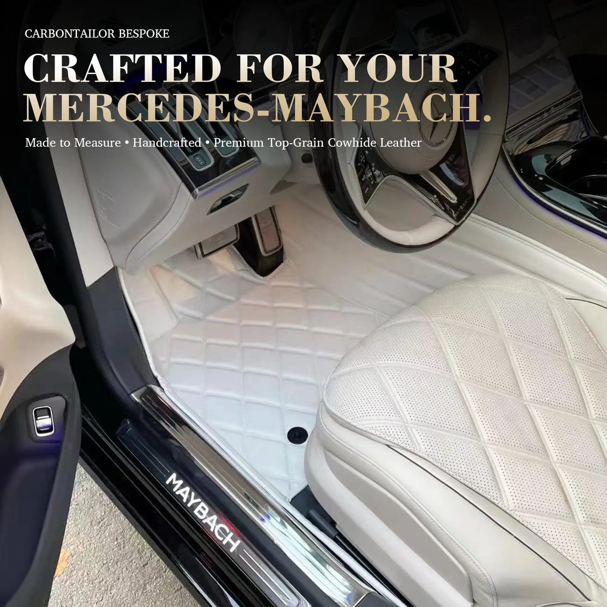 Bespoke Premium Top-Grain Cowhide Leather Floor Mats For Mercedes-Maybach | Made to Measure Handmade Fitment