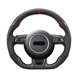 Carbon Fiber Steering Wheel with Trim Compatible with Audi A1 A4 A5 A6 A7 S4 S5 S6 S7 RS3 RS4 RS6 RS7 TT RS Q5 Q7 A8 Flat Bottom D-Shape