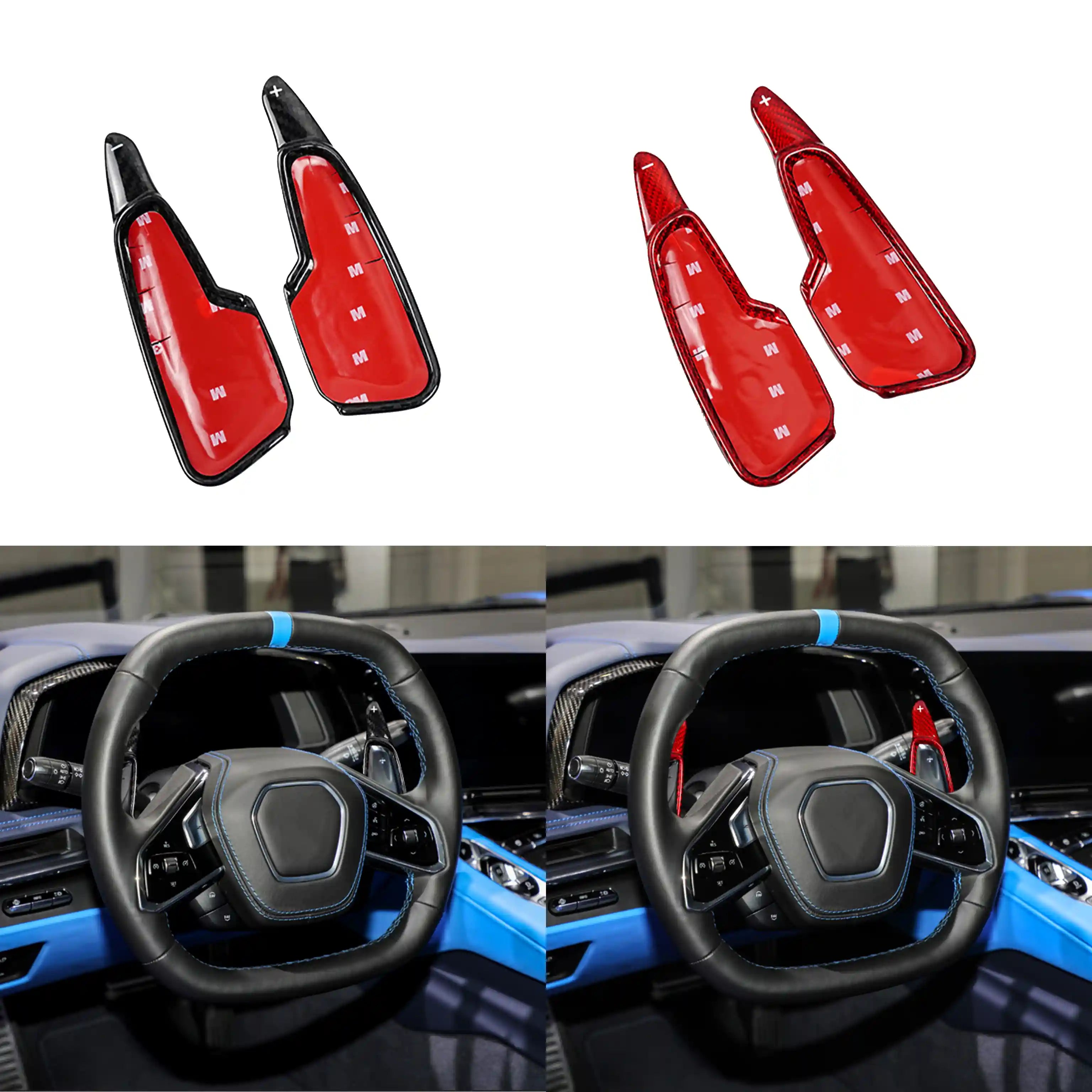 Corvette C8 Carbon Fiber Steering Wheel Paddle Shifter Extensions (2020–2023)