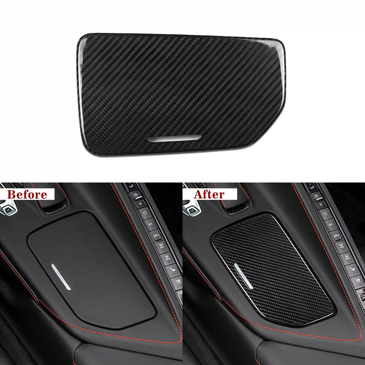 Corvette C8 Carbon Fiber Center Console Cup Holder Lid Cover (2020–2024)