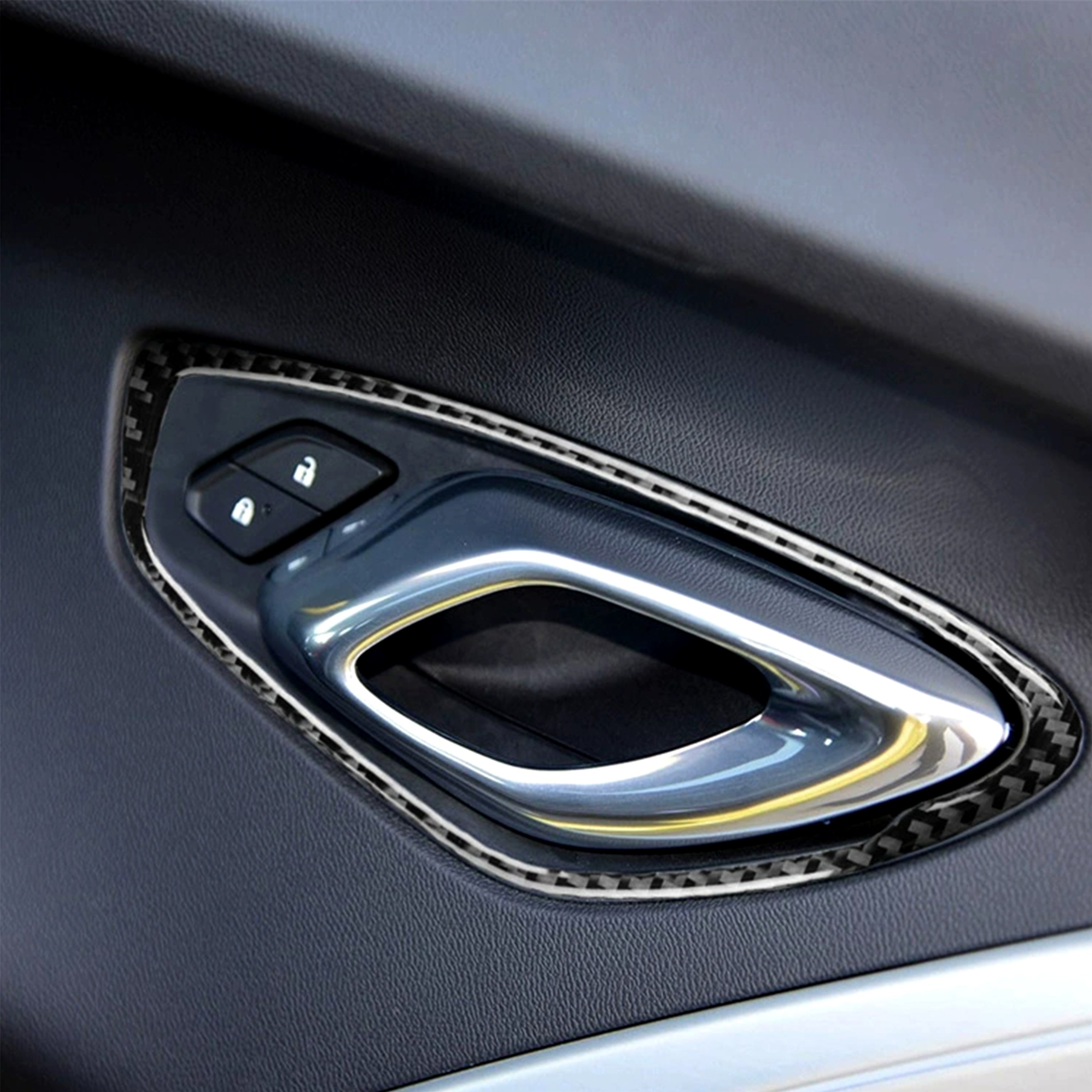 Carbon Fiber Interior Door Handle Overlays for Chevy Camaro (2016–2024)