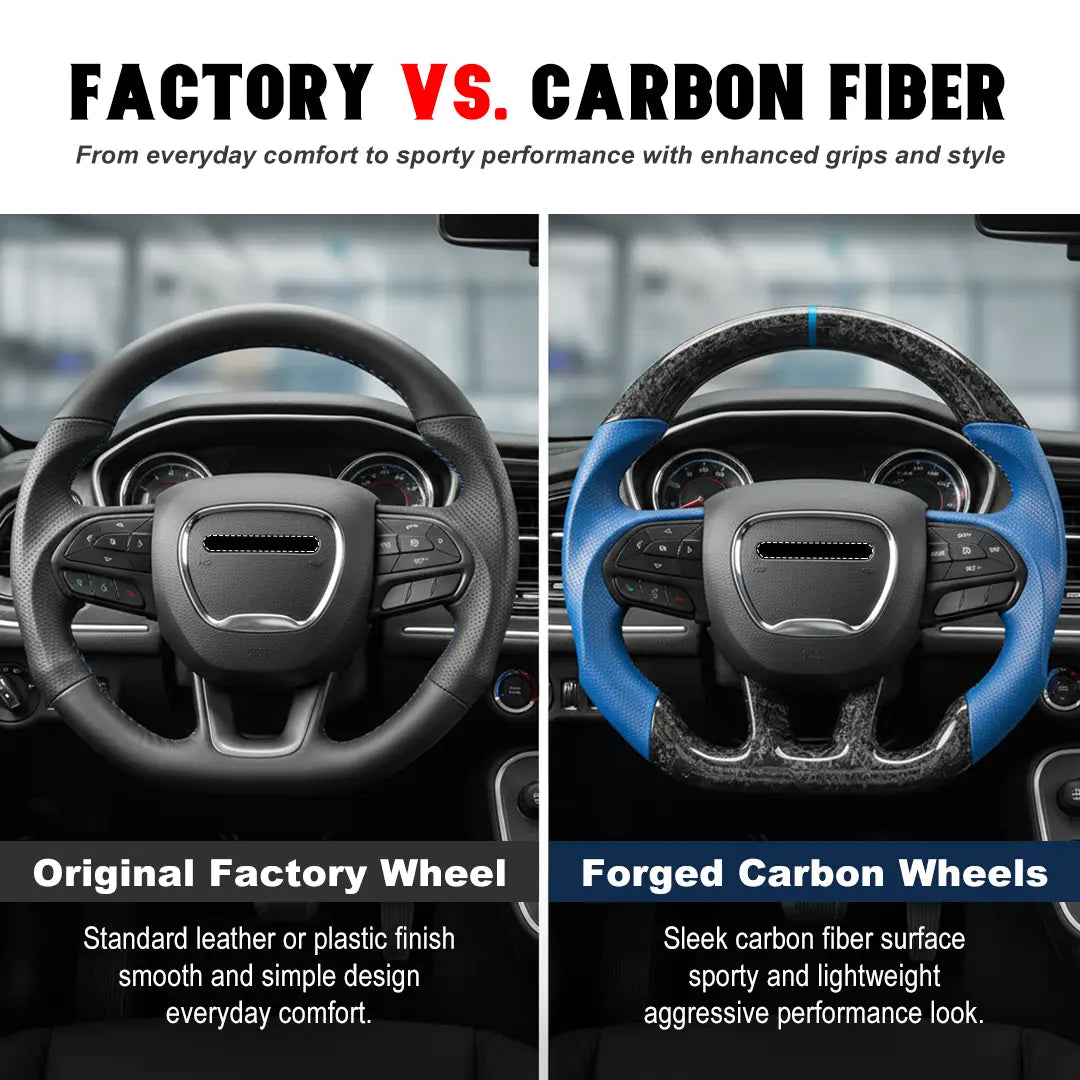 CarbonTailor Forged Carbon Fiber Steering Wheel for Dodge Charger &amp; Challenger (Hellcat / Scat Pack / R/T)
