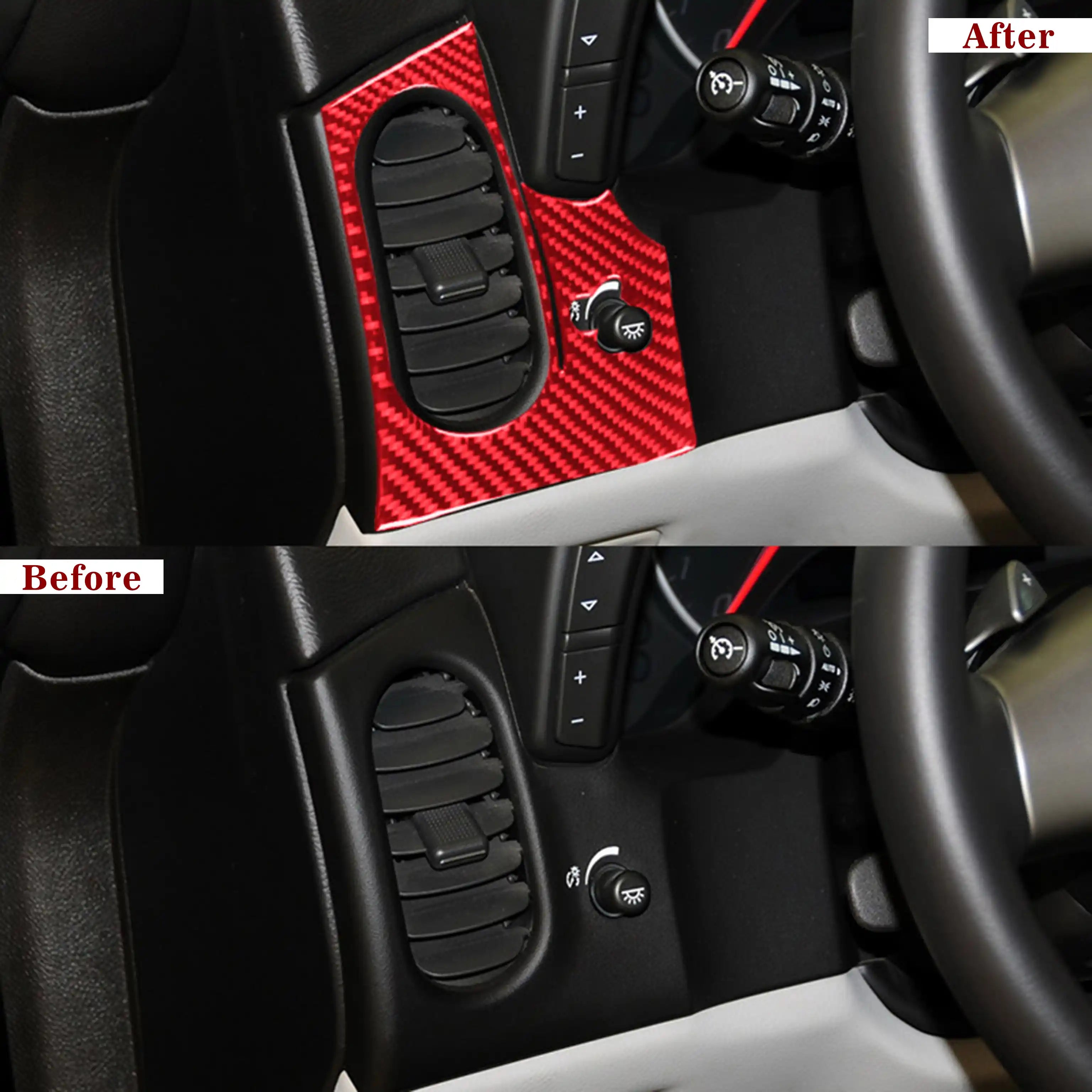 Carbon Fiber AC Vents & Headlight Control Trim Overlay (2pcs) for Corvette C6 (2005–2013)