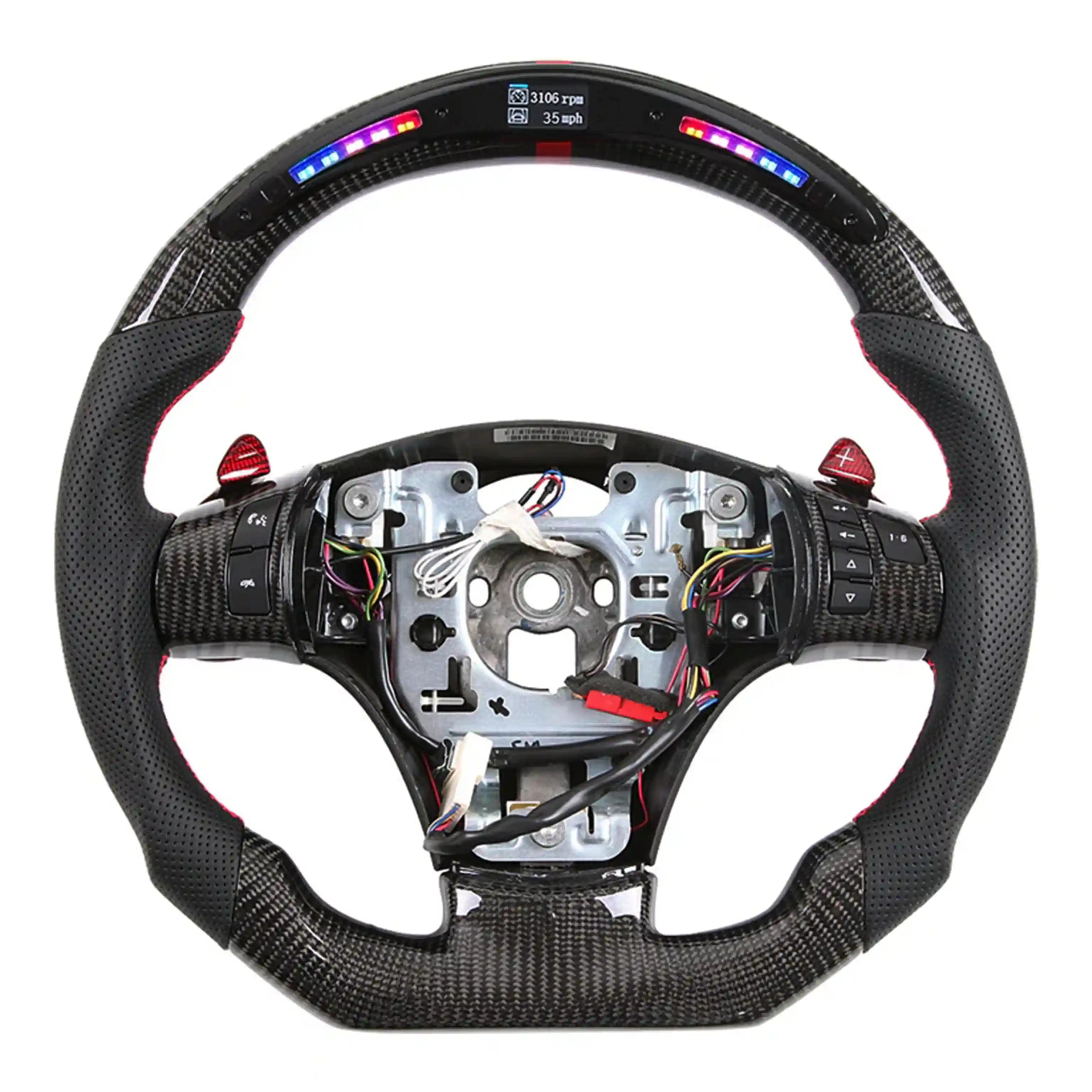 CarbonTailor LED Carbon Fiber Steering Wheel for 2006-2013 Chevy Corvette C6 Z06/ZR1 – F1 Style, Customizable