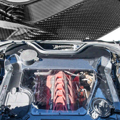 Carbon Fiber Engine Bay Cover with See-Through Glass for Corvette C8 Convertible (2020–Present)