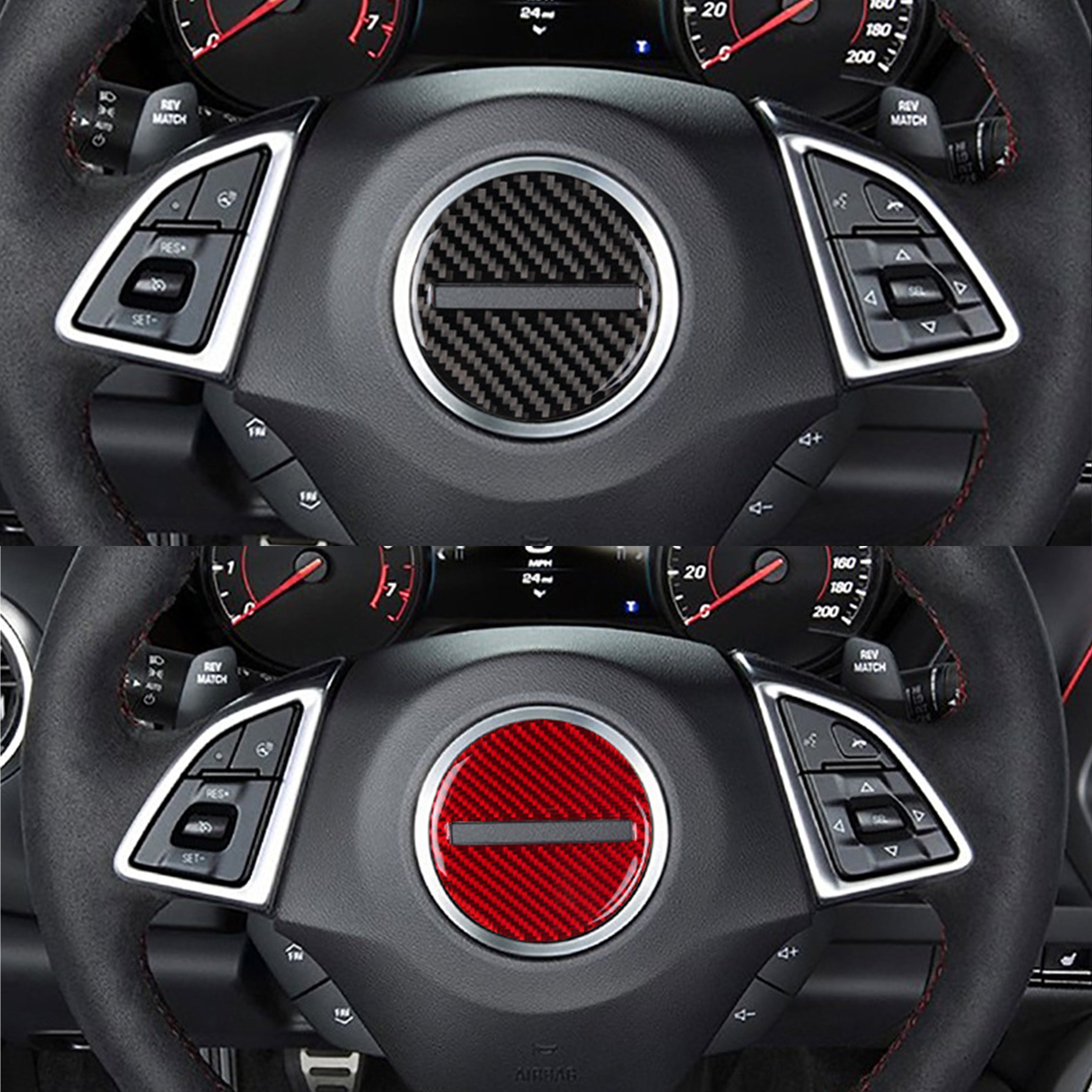 Carbon Fiber Steering Wheel Airbag Center Overlay for Chevy Camaro (2016–2024)