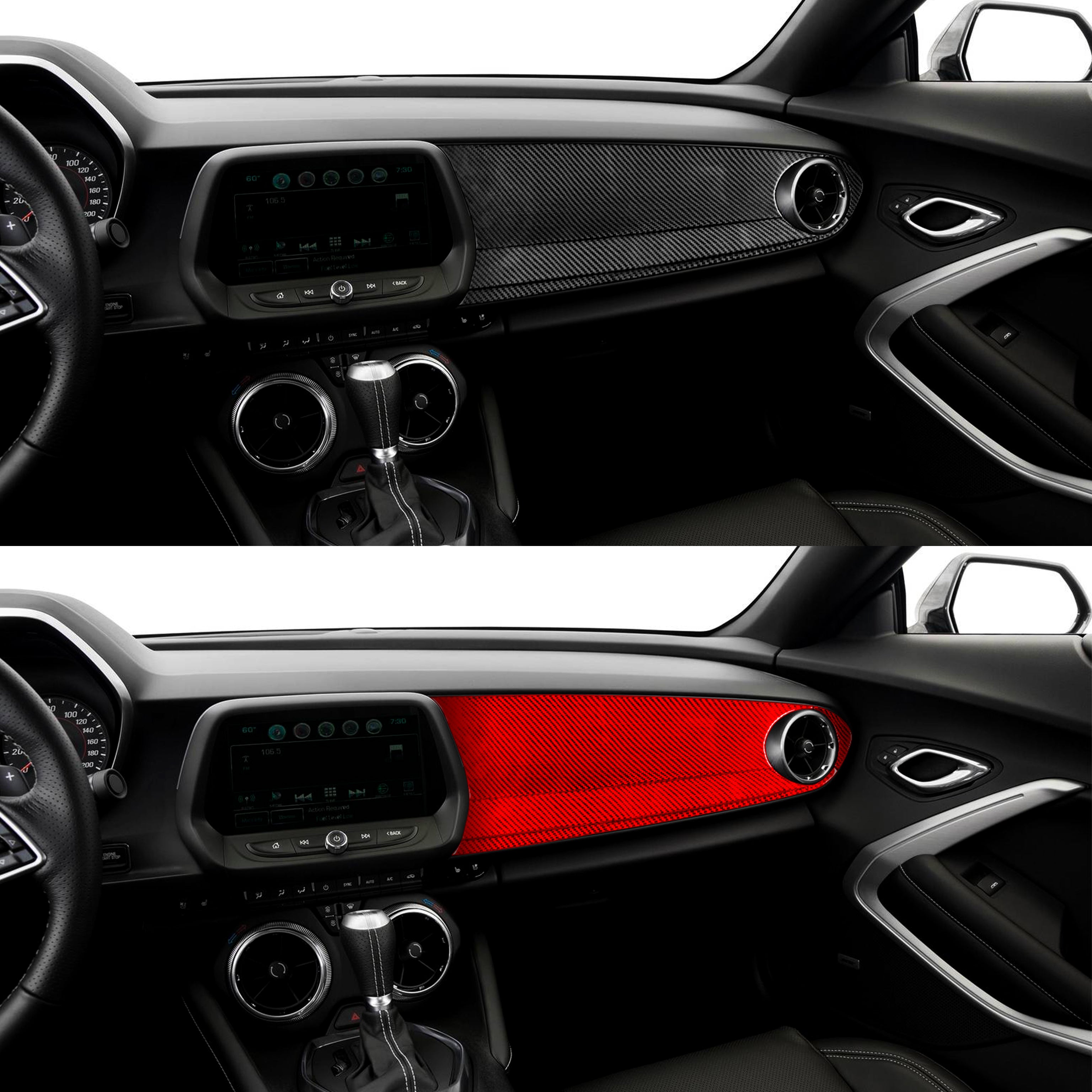 Carbon Fiber Passenger Dashboard Overlay for Chevy Camaro (2016–2024)