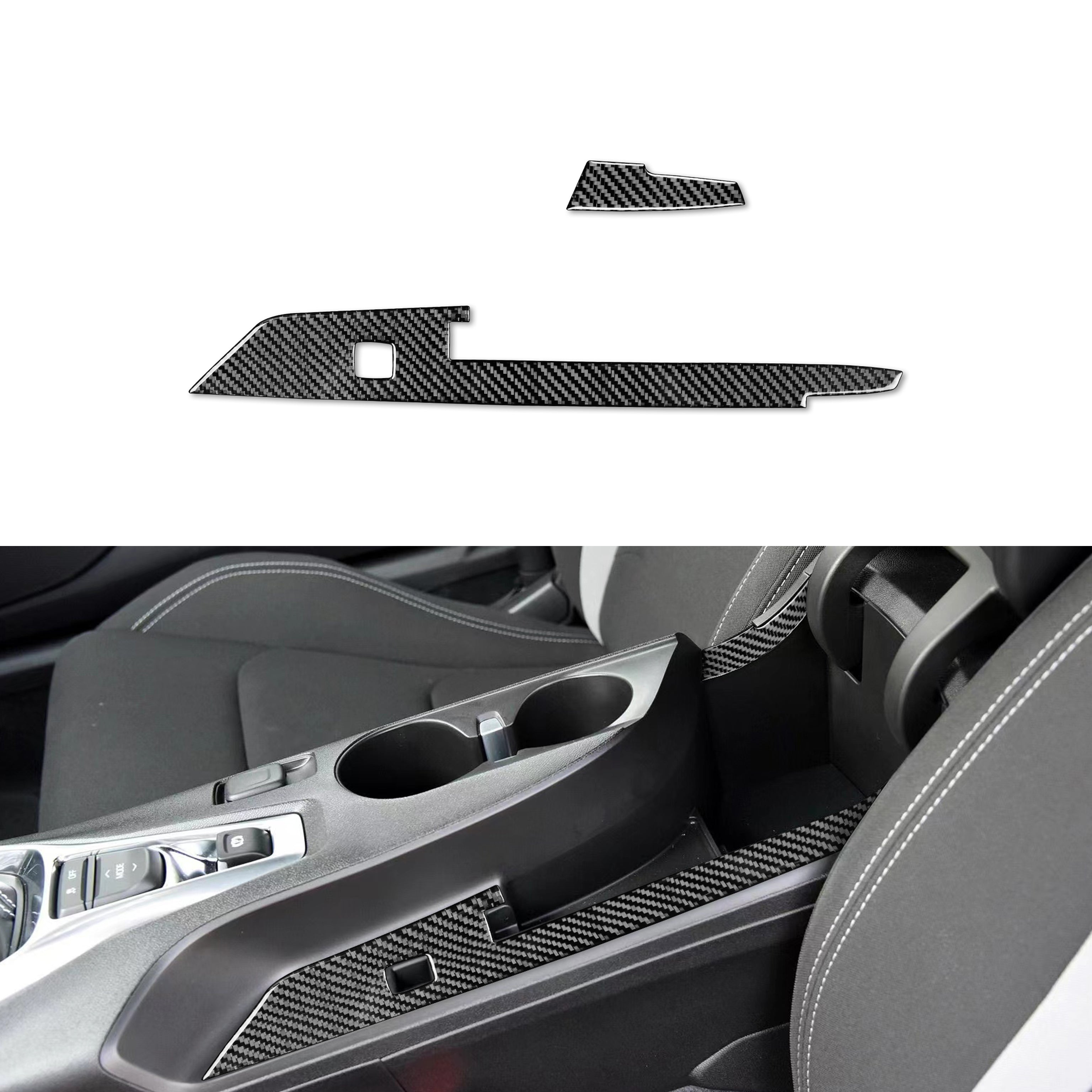 [2pcs] Carbon Fiber Center Compartment Trim Overlays for 2016–2024 Chevy Camaro