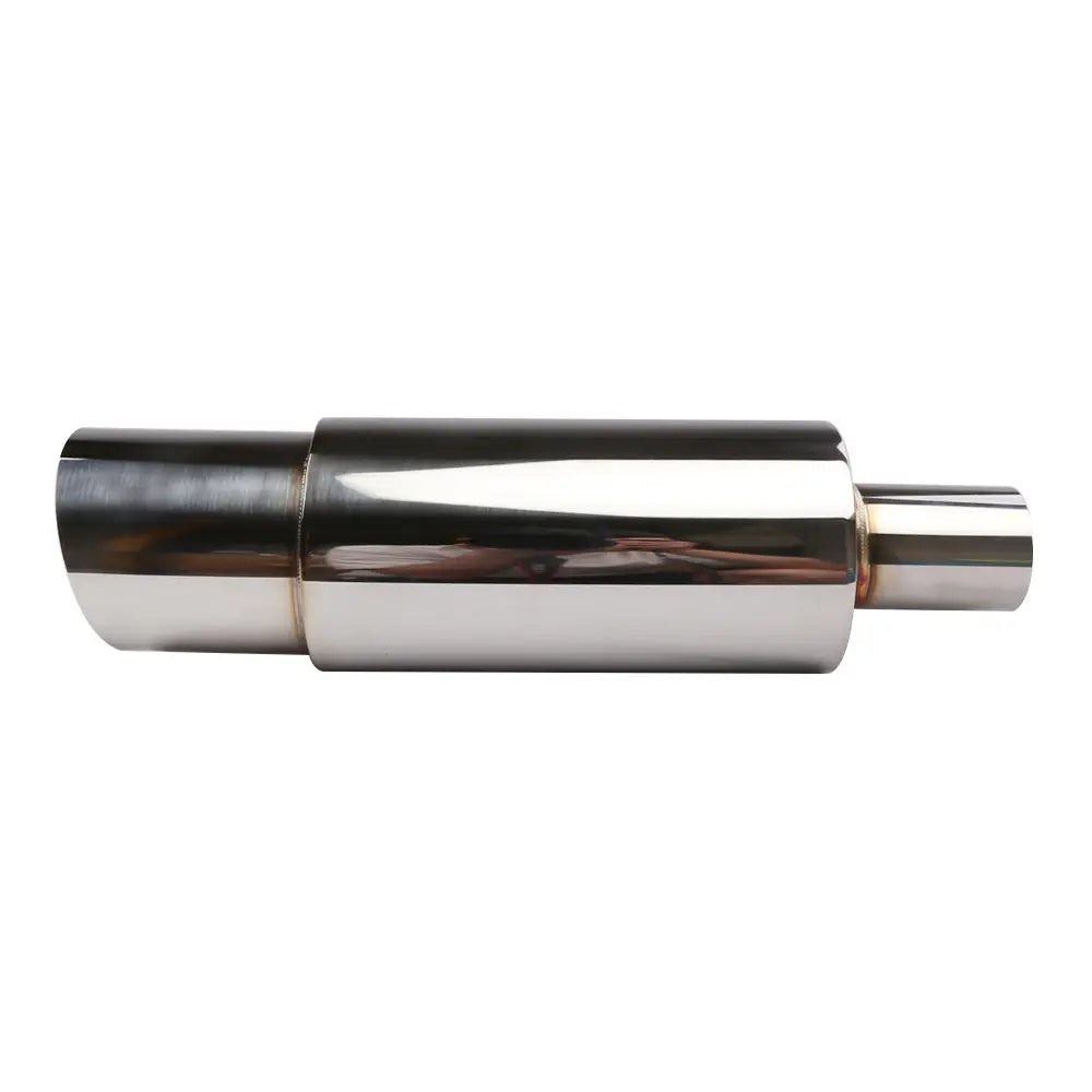 Universal 51mm Stainless Steel Straight-Through Exhaust Muffler Rear Exhaust Tip 89mm Outlet 102mm Body 375mm Length