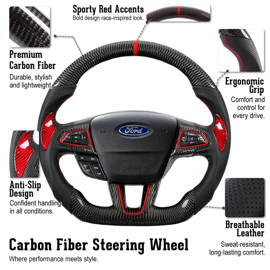 CarbonTailor Carbon Fiber Steering Wheel for 2015–2019 FORD FOCUS – Upgrade Your Driving Experience