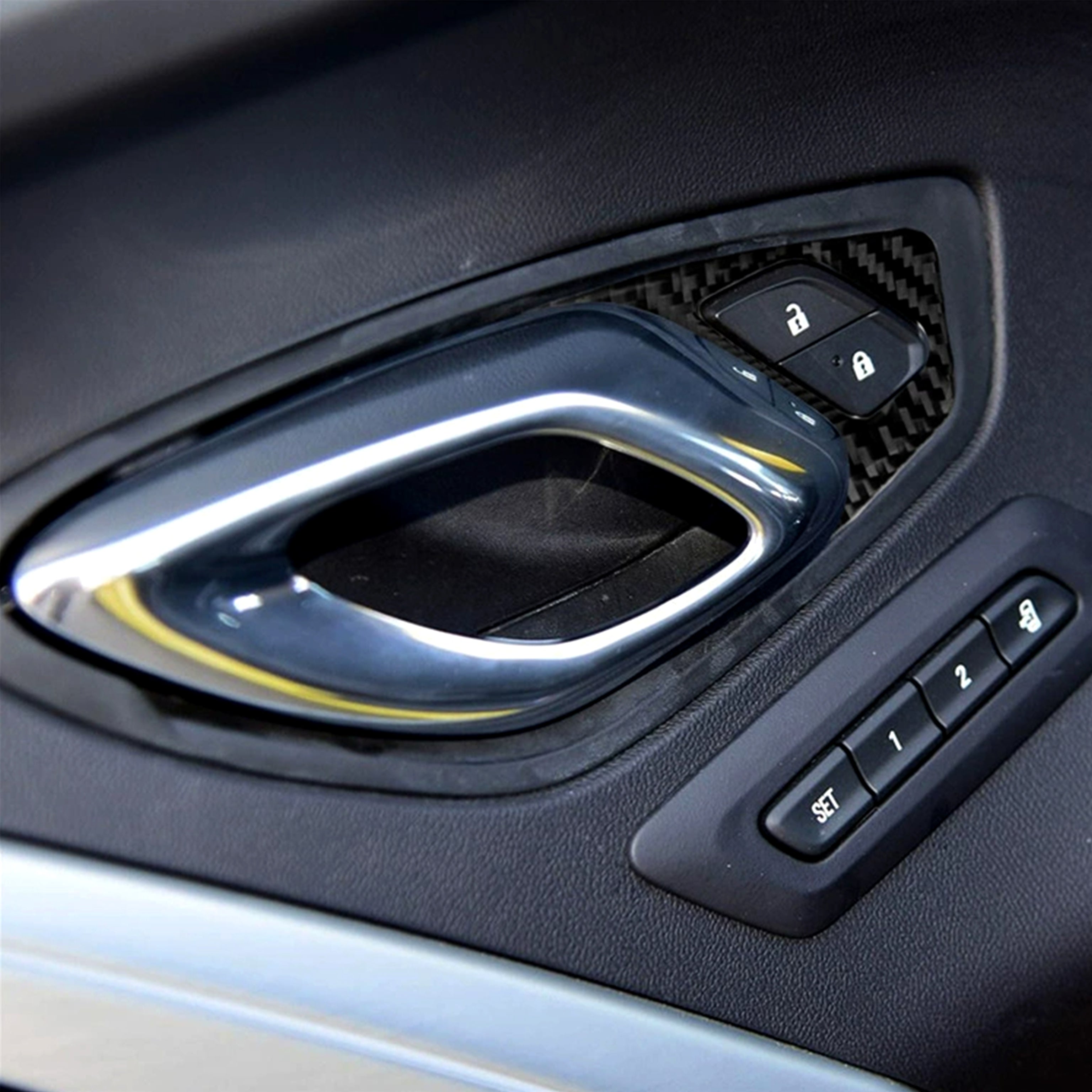 Carbon Fiber Interior Door Handle Overlays for Chevy Camaro (2016–2024)