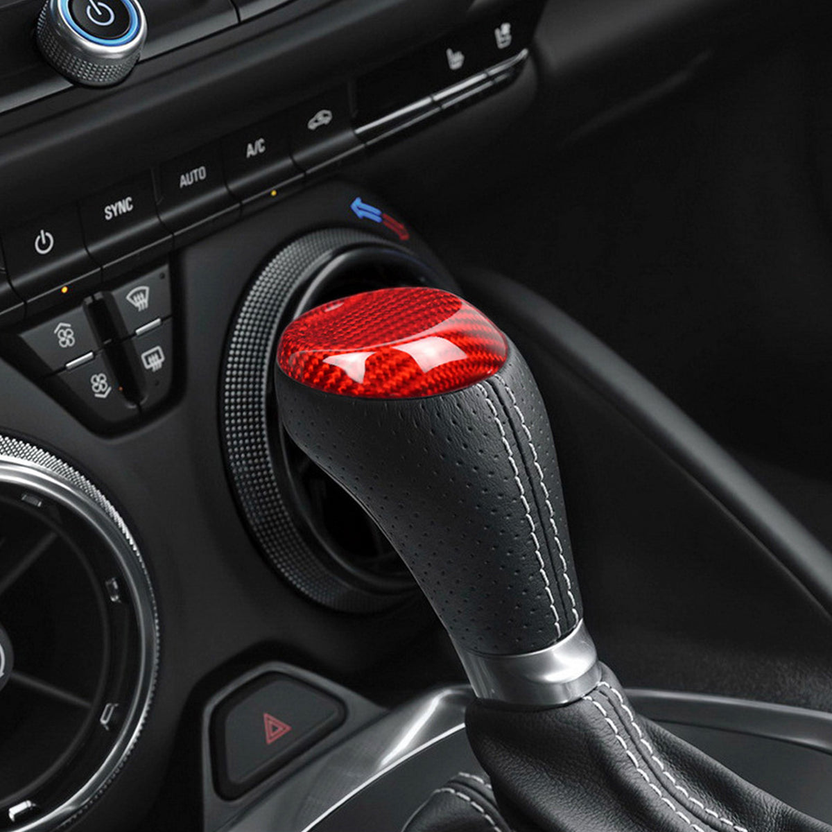 Carbon Fiber Shift Knob Top Chrome Delete Cover for Chevy Camaro (2016–2024)