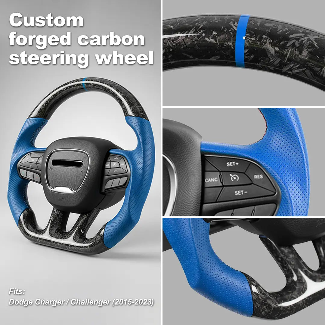 CarbonTailor Forged Carbon Fiber Steering Wheel for Dodge Charger &amp; Challenger (Hellcat / Scat Pack / R/T)