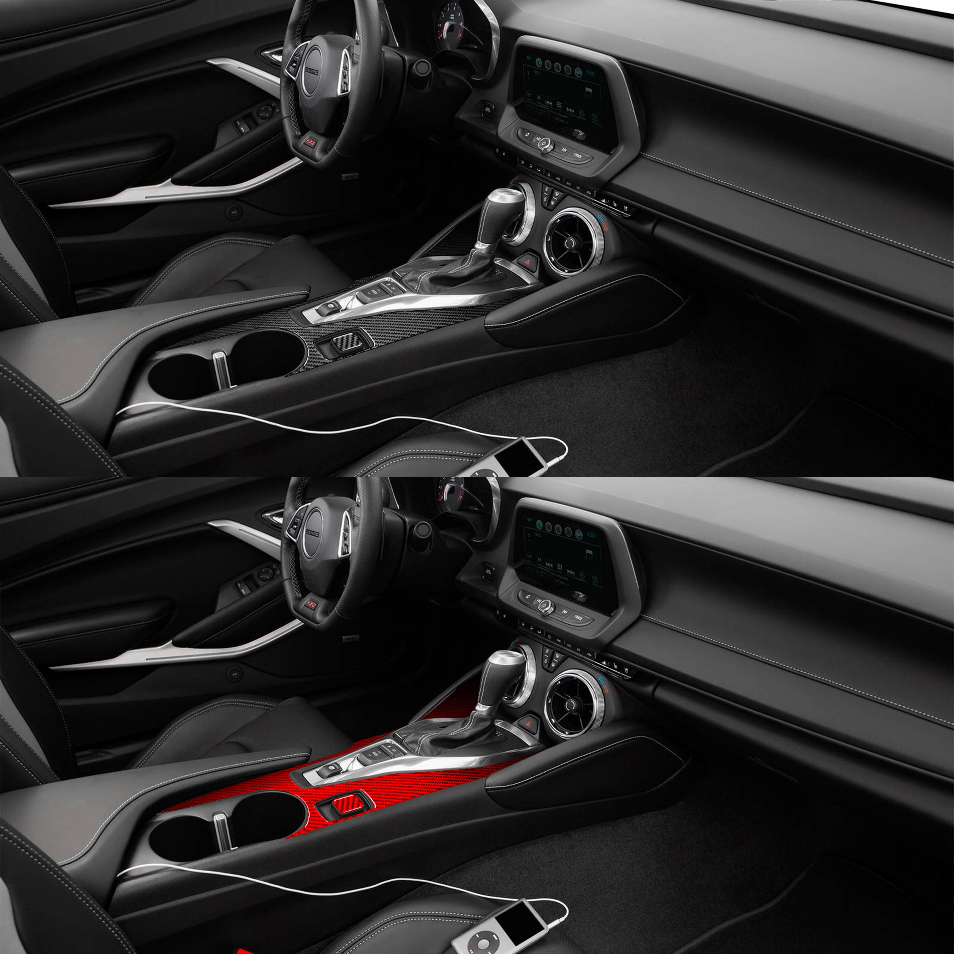 Carbon Fiber Center Console Overlay for Chevy Camaro (2016–2024)