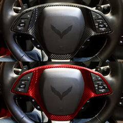 Carbon Fiber Steering Wheel Button Trim Cover for Corvette C7 (2014–2019)