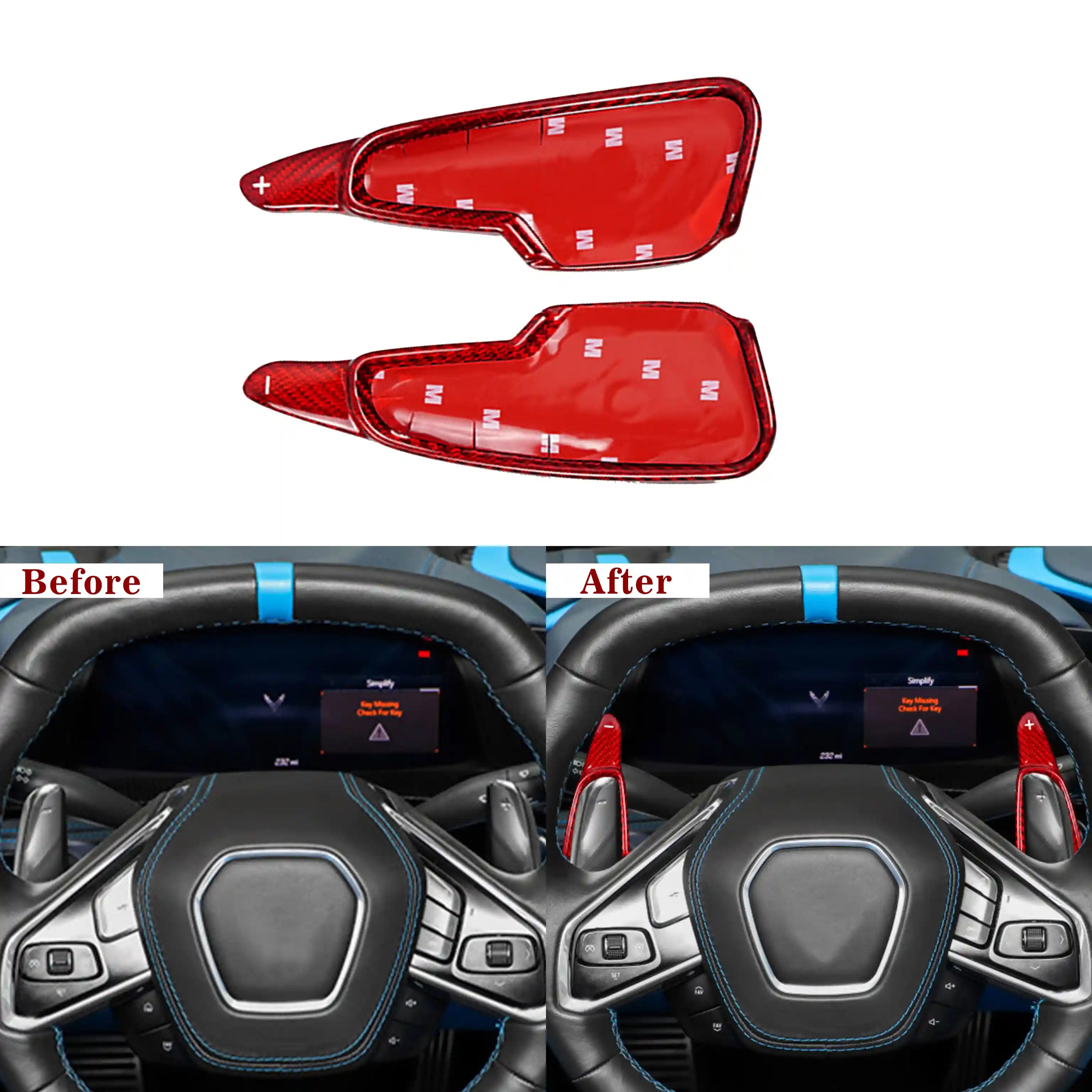 Corvette C8 Carbon Fiber Steering Wheel Paddle Shifter Extensions (2020–2023)
