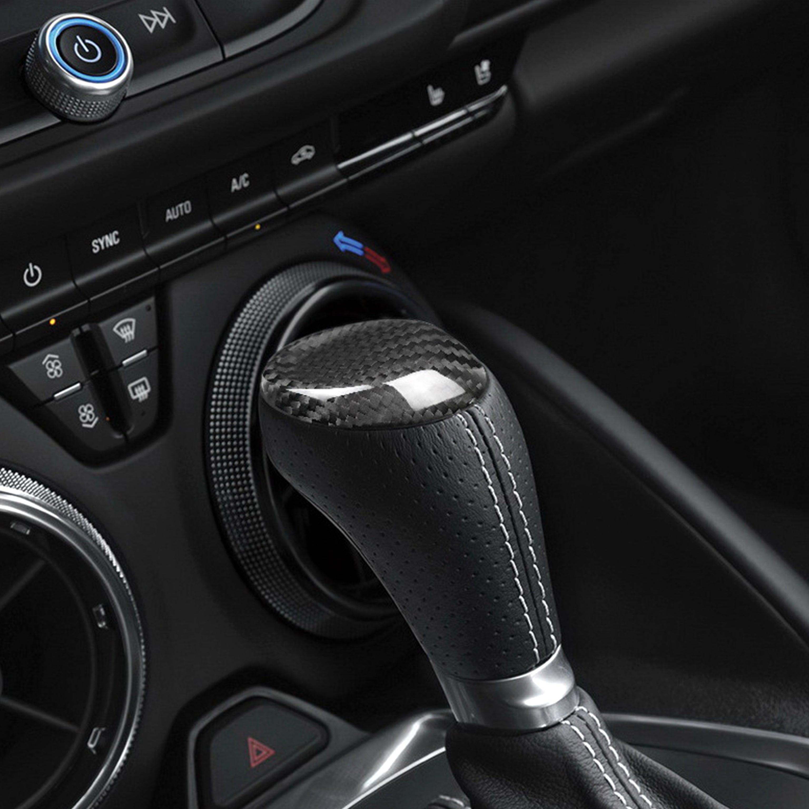 Carbon Fiber Shift Knob Top Chrome Delete Cover for Chevy Camaro (2016–2024)