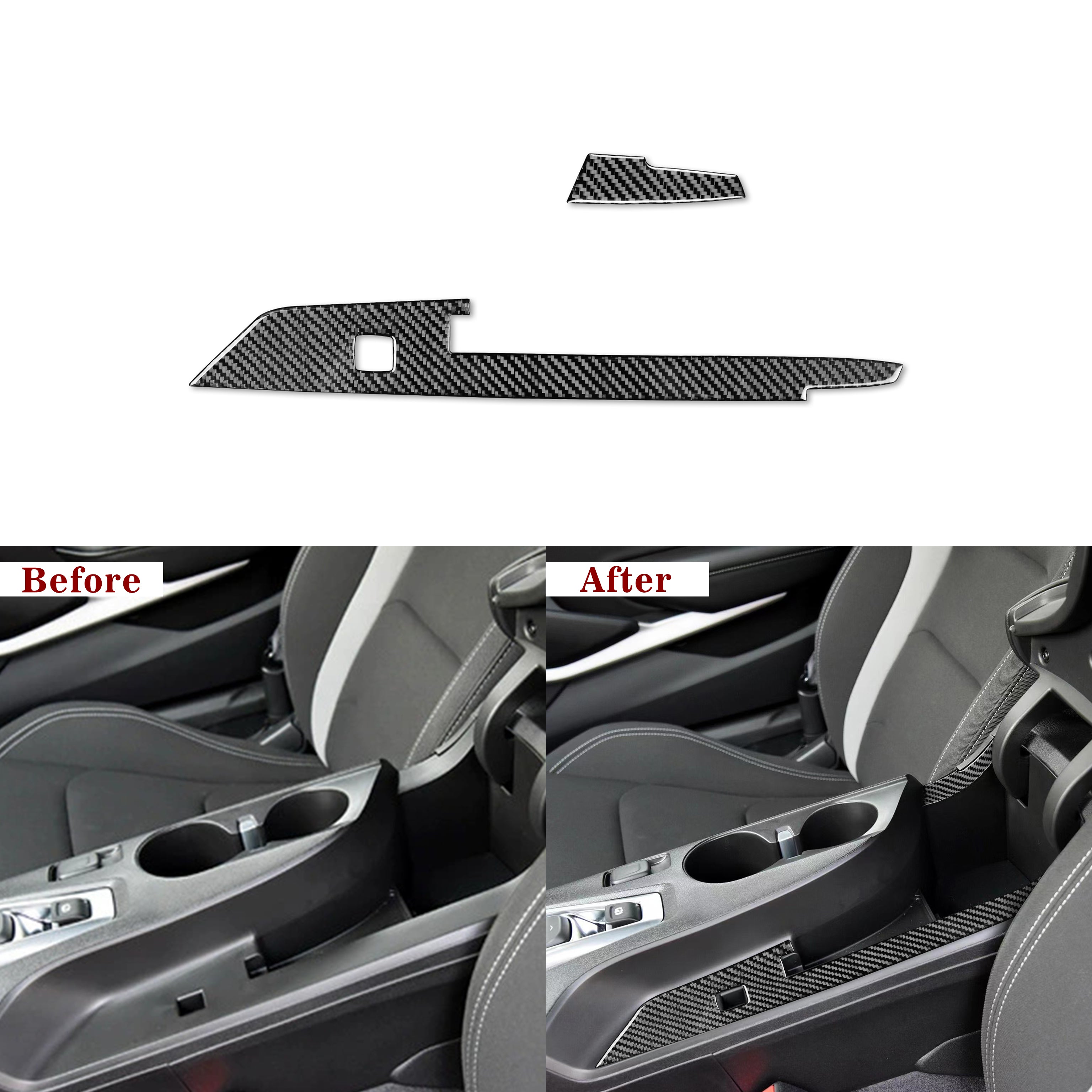 [2pcs] Carbon Fiber Center Compartment Trim Overlays for 2016–2024 Chevy Camaro