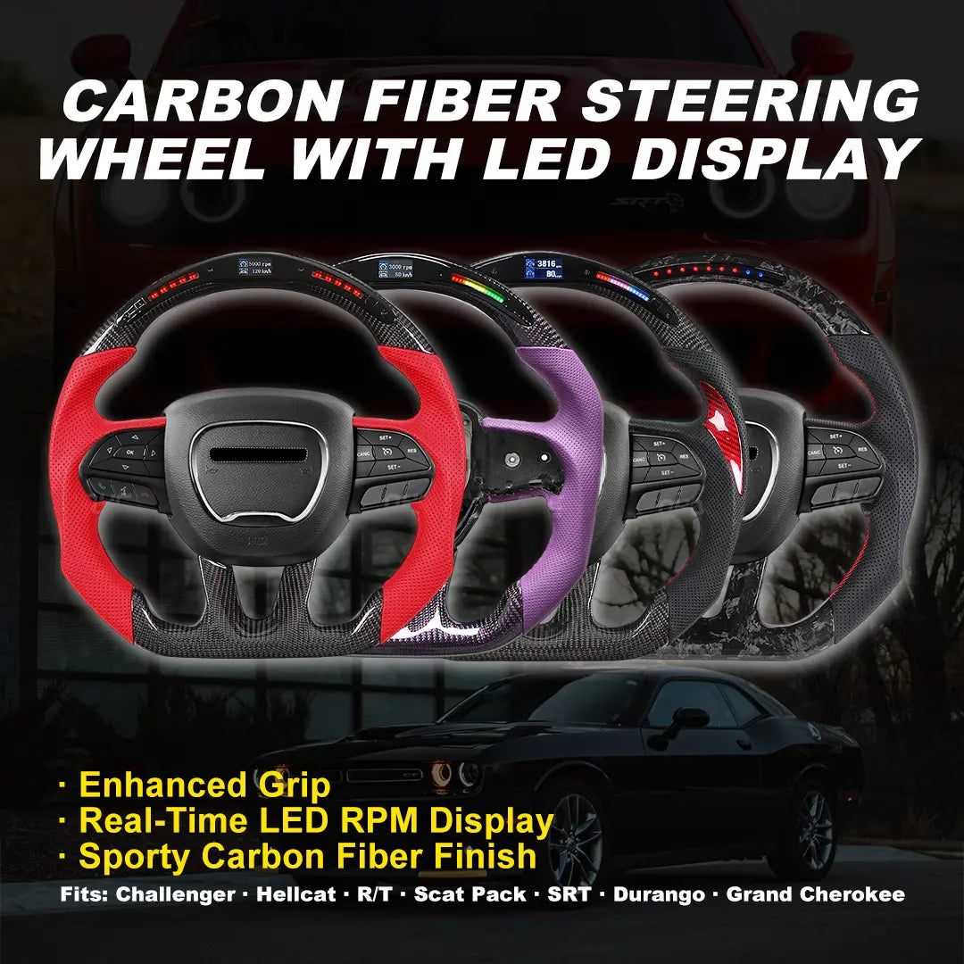 CarbonTailor LED Carbon Fiber Steering Wheel for Dodge Charger & Challenger (Hellcat / Scat Pack / R/T)