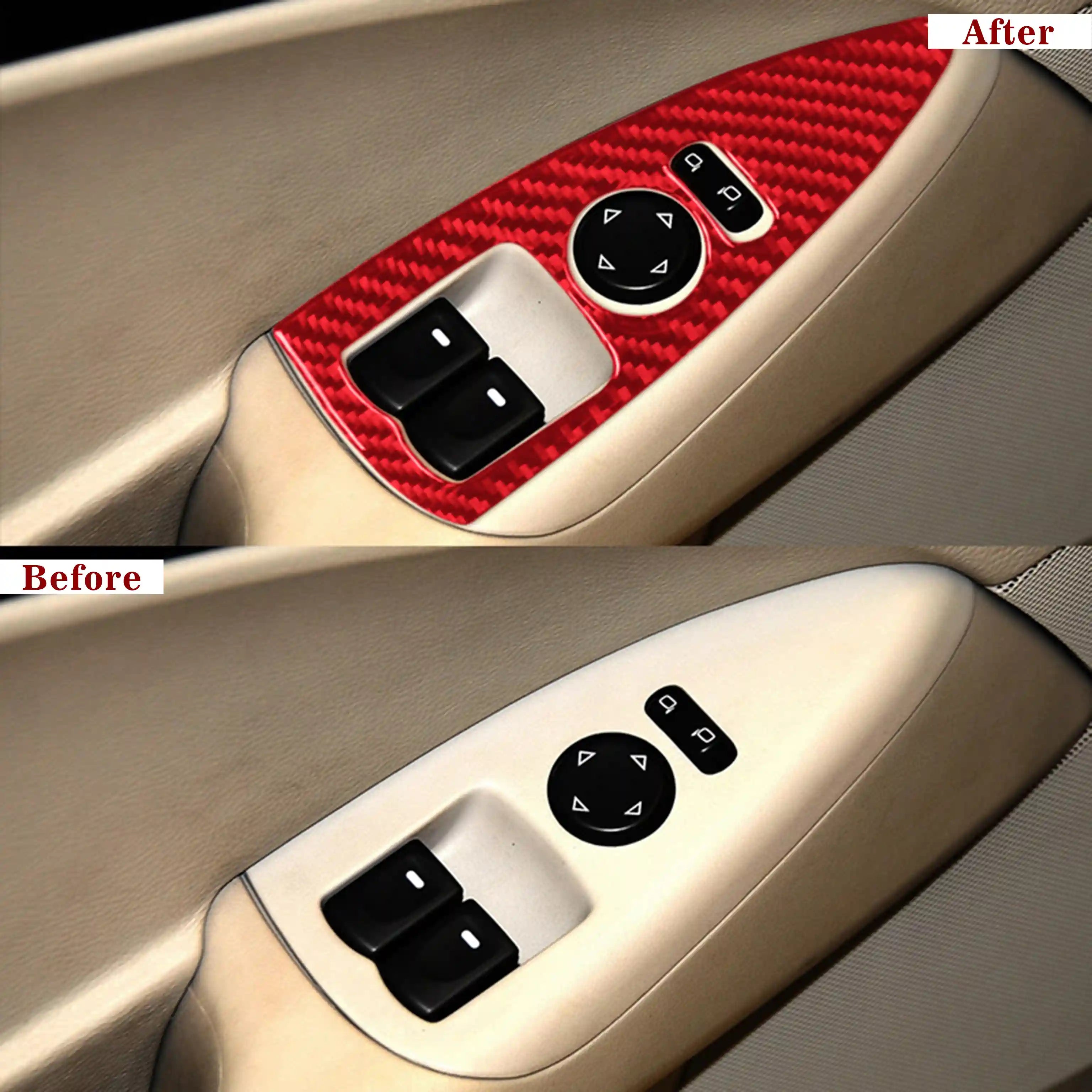 Carbon Fiber Window & Door Switch Trim Overlay (4pcs) for Corvette C6 (2005–2013)